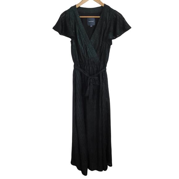 ModCloth Your Time to Shine Maxi Dress Emerald Green Black Metallic Stripe Small - Picture 3 of 11